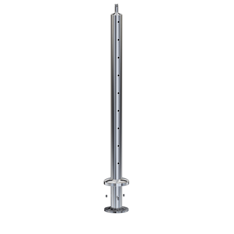 Stainless Round Intermediate Post 2" 1.6mm for Flat Handrail Satin