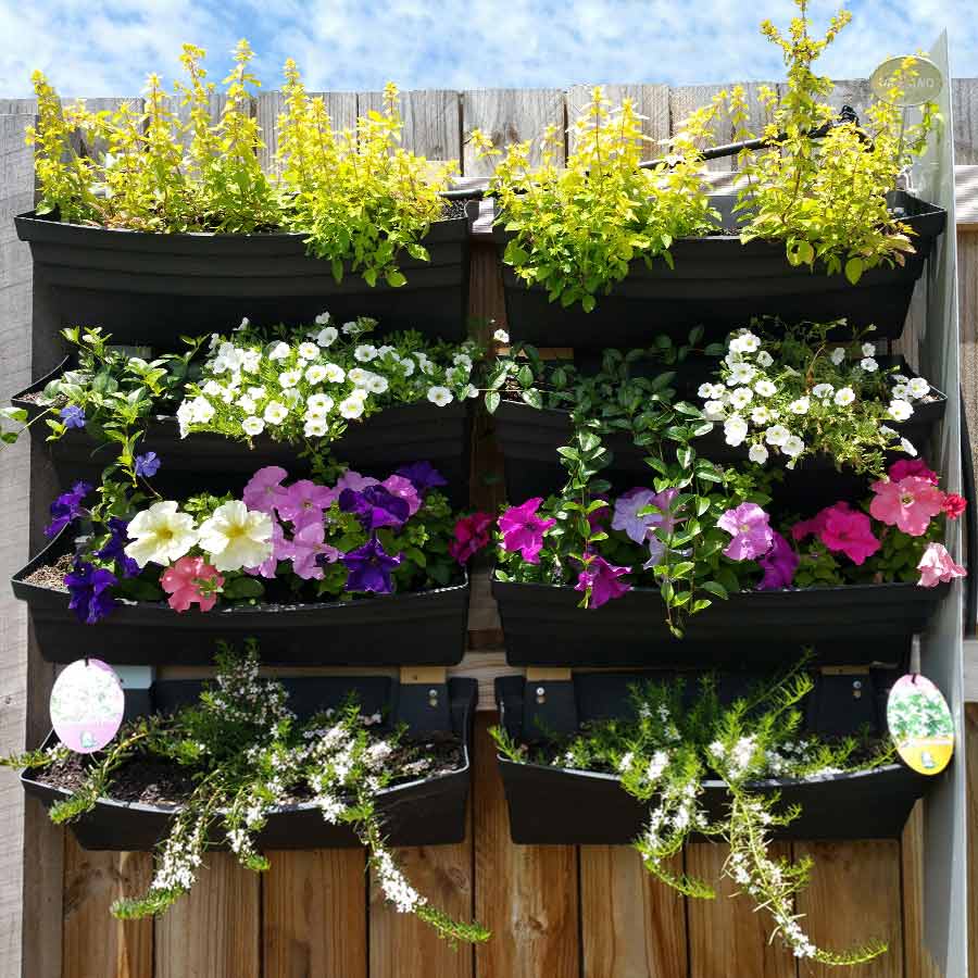 Wallgarden 600mm wide vertical garden planter pots complete with water irrigation