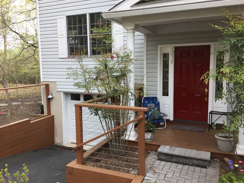 Square Stainless Steel Posts with Stairs & Wire Balustrade